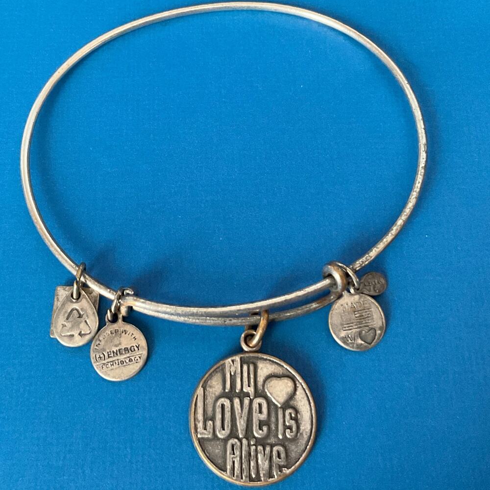 ALEX & ANI "My Love Is Alive" Charm Bangel Bracelet